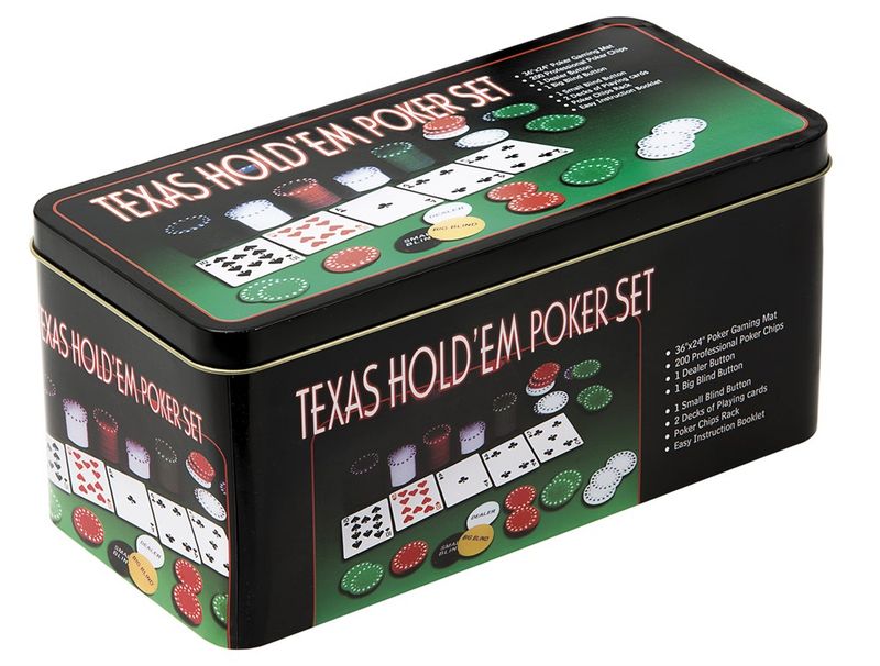 Texas Hold'em sett i metallboks
