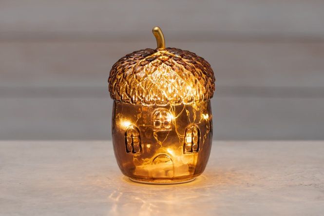Hovedbilde Glass nøtt brun LED-lys 16cm