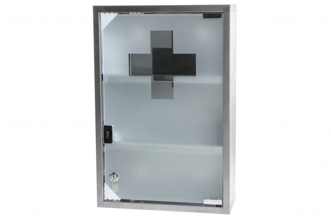 Hovedbilde Medisinskap stål med glassdør, 30x12x45cm