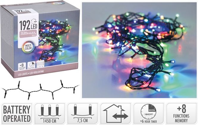 Hovedbilde Lyslenke LED 192lys, multicolour, for batteri. ...