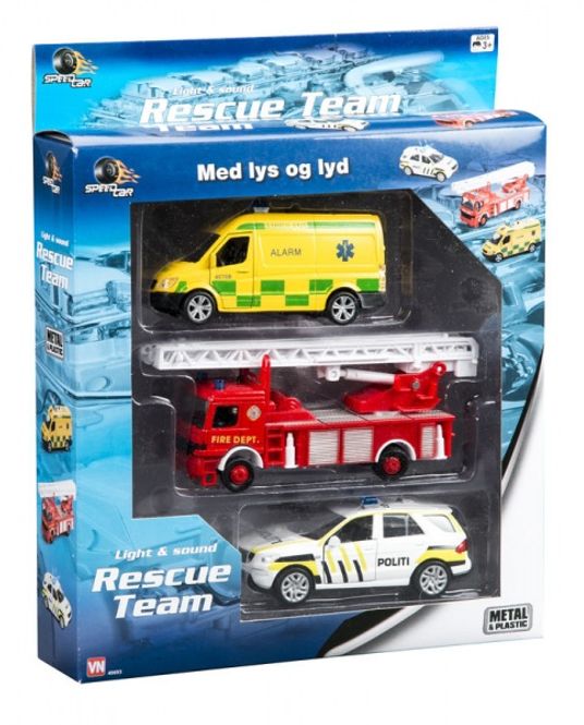 Hovedbilde Rescue team 3pk biler Politi-Brann og Amublanse
