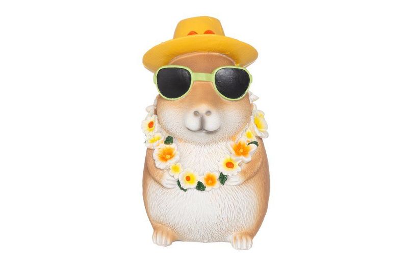 Hagefigur Capybara blomsterkrans