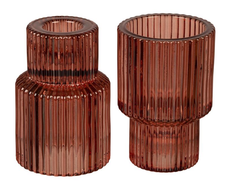 Glasslysestake kronelys/telys amber