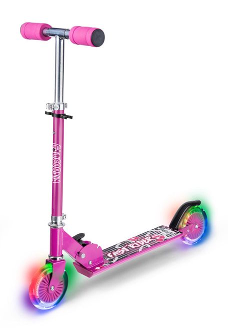 Hovedbilde Sparkesykkel rosa med ledlys 68-79cm
