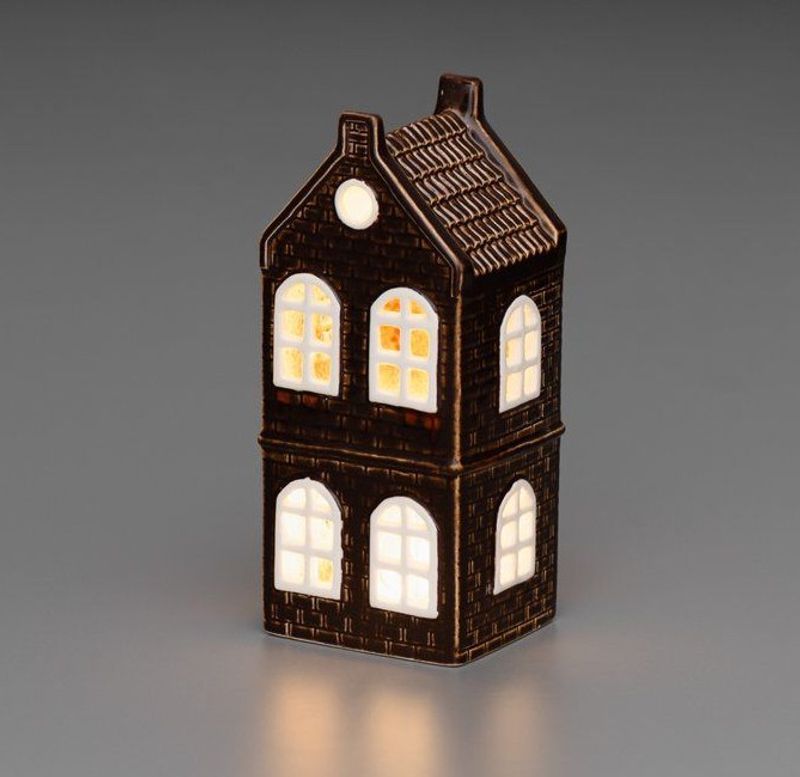 Hus  LED lanterne Århus brun 21cm