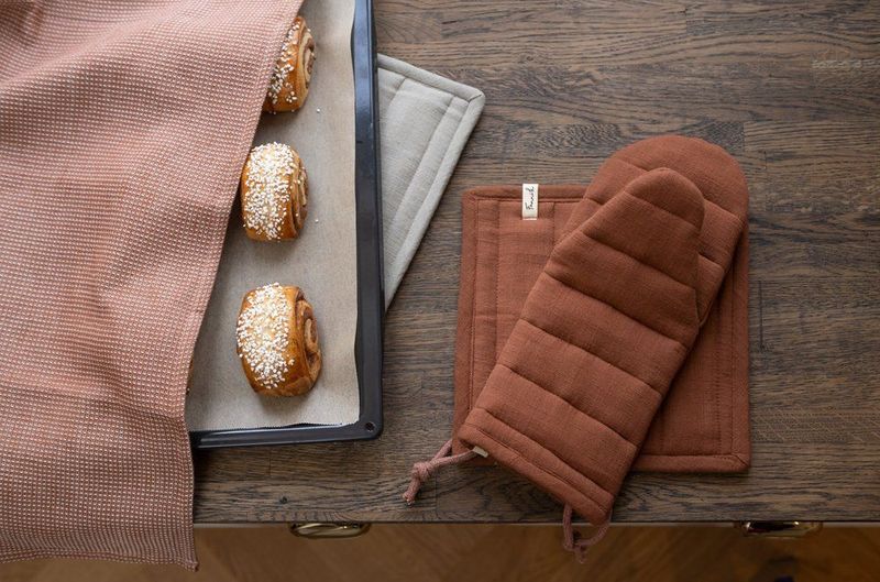 Kjøkkenhåndkle bambus og bomull 2pk cashew brown