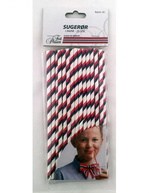 Hovedbilde 17. Mai sugerør i papir 25stk