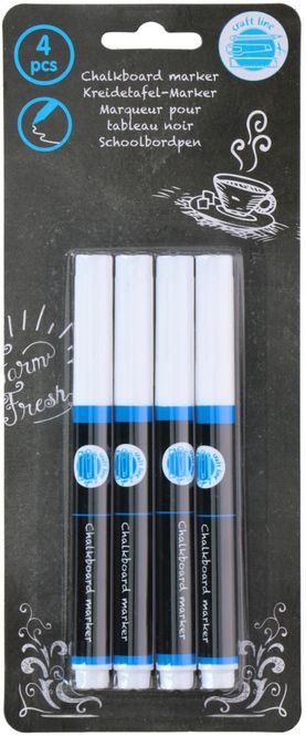 Hovedbilde Tavlekritt tusjer Hvit 4pk
