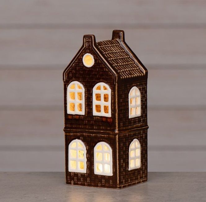 Hovedbilde Hus  LED lanterne Århus brun 21cm