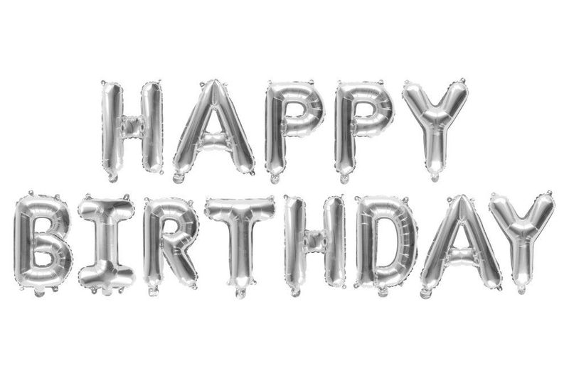 Folieballonger Happy Birthday Sølv