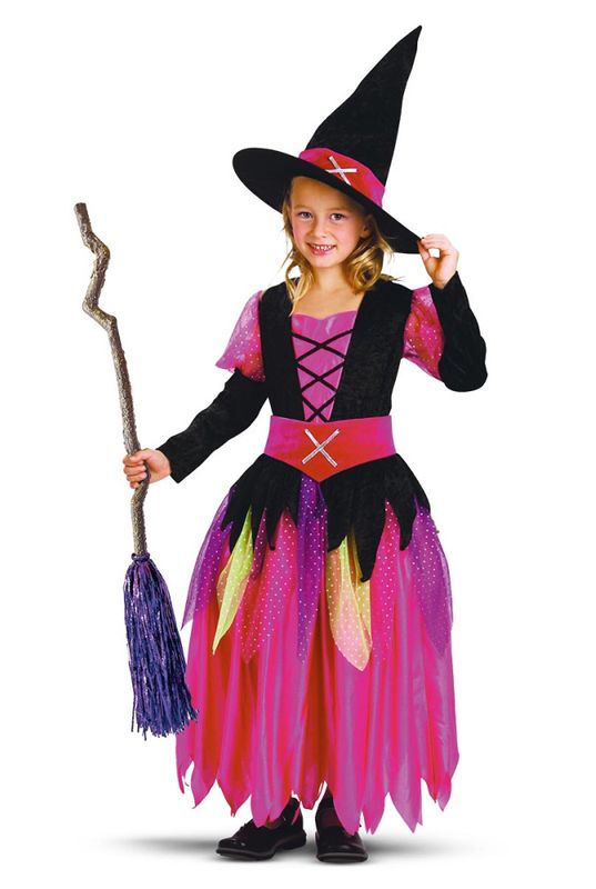 Rosa heksekjole med hatt str. 10-12år (160cm)