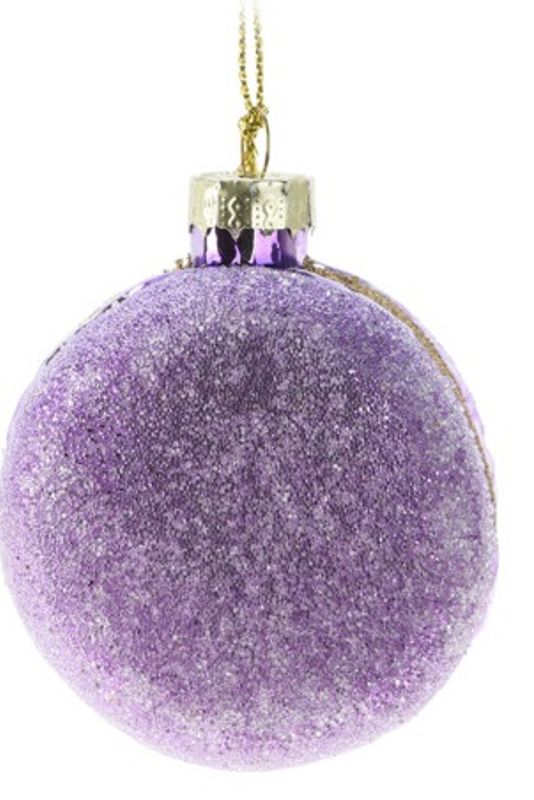 Juletrekule makron med perler lilla