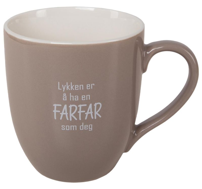 Krus Lykken..farfar beige m/hvit tekst