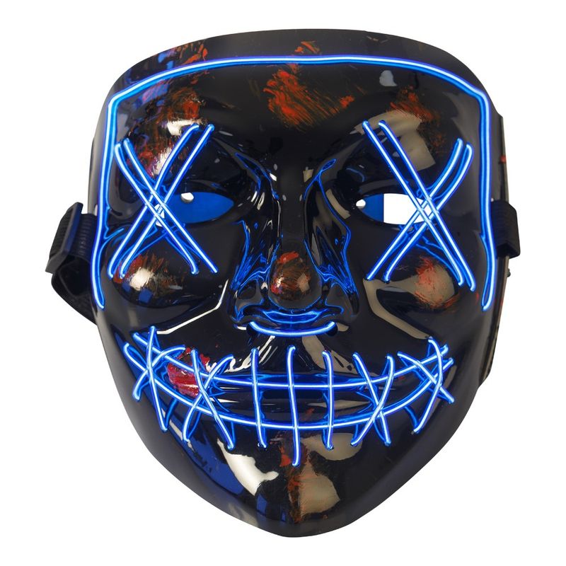 Maske horror sort LED blå