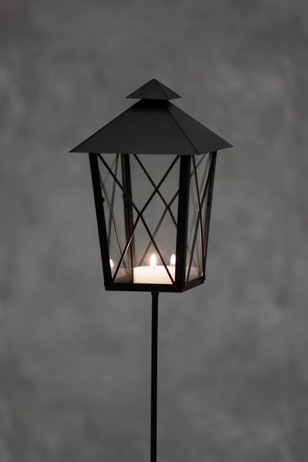 Hovedbilde Gravlykt på pinne sort 16x16x94cm