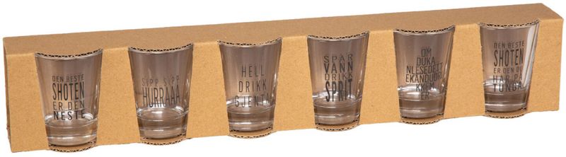 Shotglass med gutta-tekster