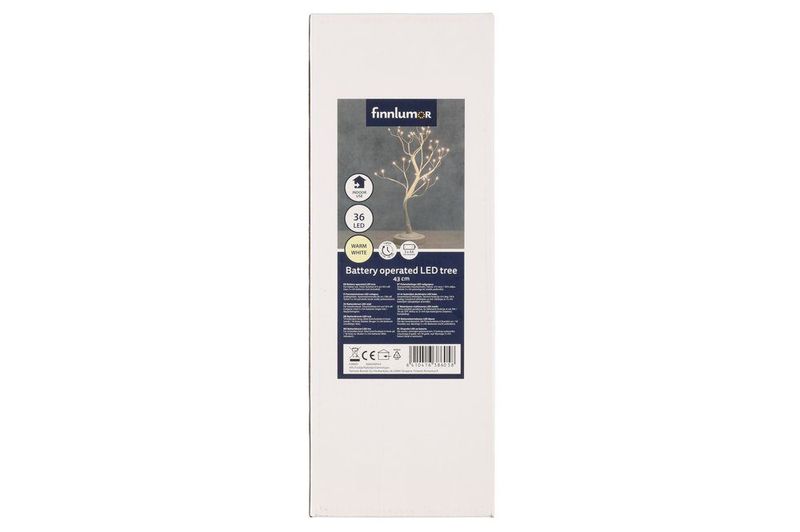 Tre hvit med LED-lys H:43cm