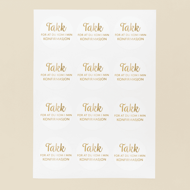 Hovedbilde Stickers 24stk - Konfirmasjon gull