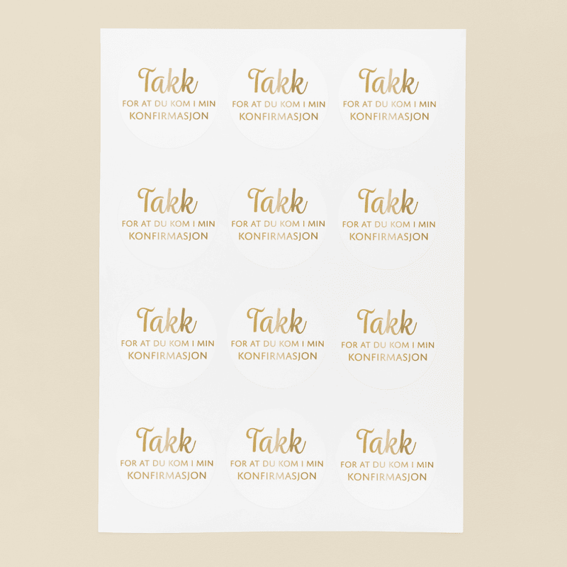 Stickers 24stk - Konfirmasjon gull