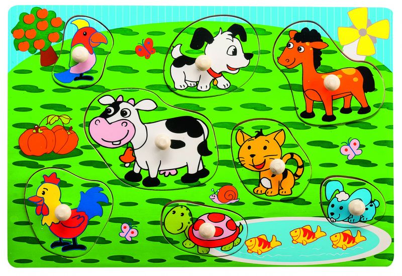 Puslespill med treknapper. For barn under 3 år. 3 ass 