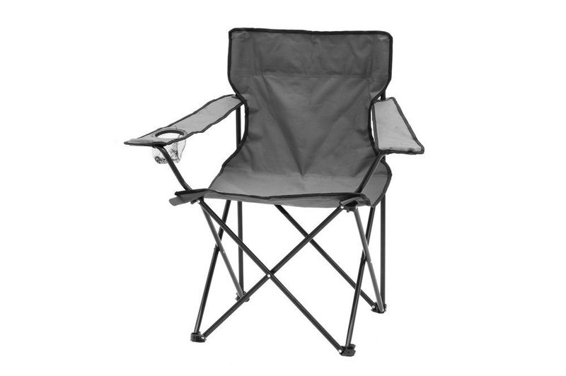 Campingstol sammenleggbar med koppholder i armlenet