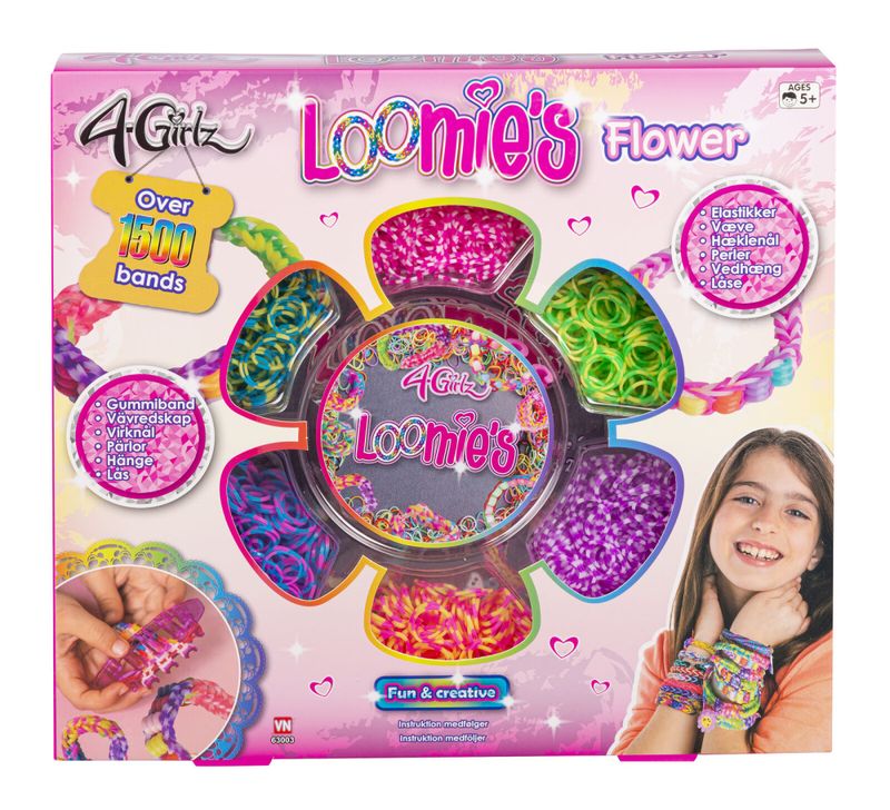 Loombands med 1500+ strikk med tilbehør