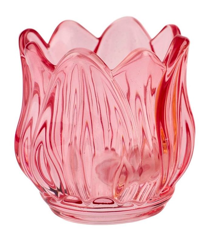Lysglass tulipan oransje/rosa 7.5cm 2ass