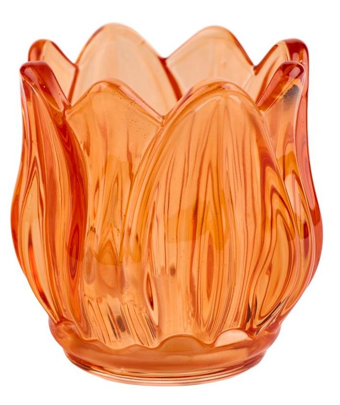 Lysglass tulipan oransje/rosa 7.5cm 2ass
