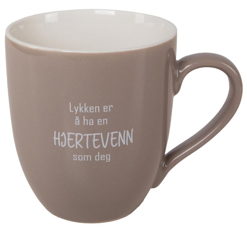Krus Lykken...hjertevenn beige m/hvit tekst